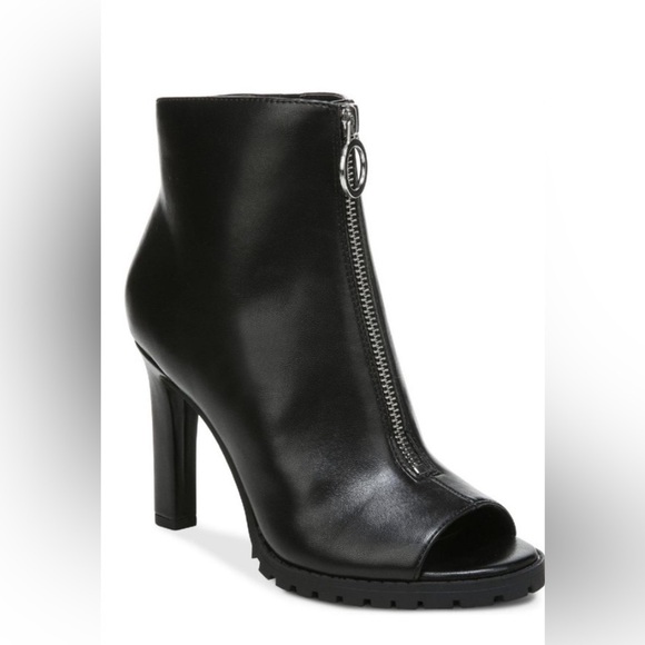 Bar III black, peep-toe,4" heel leather shoe, ships FREE! - Picture 2 of 11